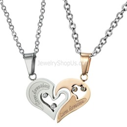 Titan Roségold Und Silber Sweetheart Lovers Anhänger Mit Strasssteinen Und Kostenlosen Ketten C537