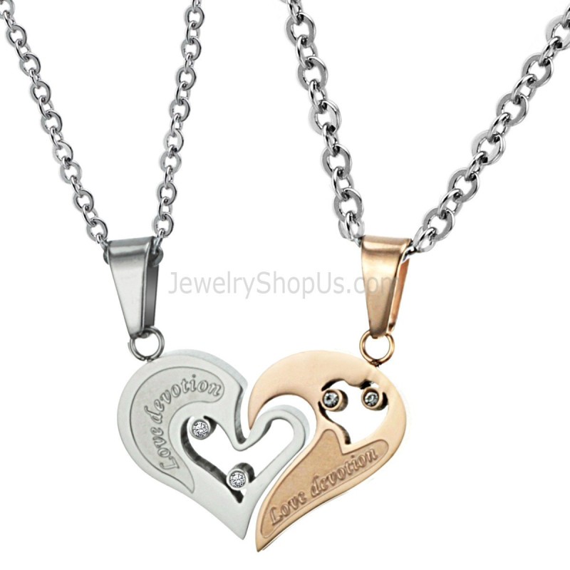 Titan Roségold Und Silber Sweetheart Lovers Anhänger Mit Strasssteinen Und Kostenlosen Ketten C537 Titan Roségold Und Silber Sweetheart Lovers Anhänger Mit Strasssteinen Und Kostenlosen Ketten C537