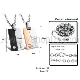Drehbare Liebhaberanhänger Aus Titanschwarz Und Roségold Mit Strasssteinen Und Kostenlosen Ketten C605
