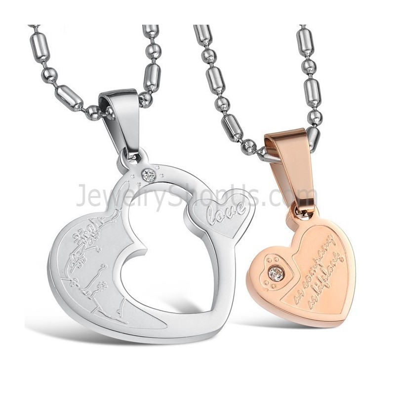 Titan Roségold Und Silber Sweetheart Lovers Anhänger Mit Strasssteinen Und Kostenlosen Ketten C600 Titan Roségold Und Silber Sweetheart Lovers Anhänger Mit Strasssteinen Und Kostenlosen Ketten C600