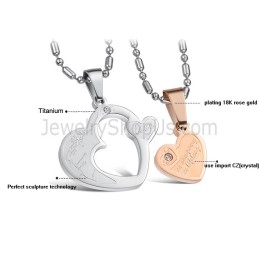 Titan Roségold Und Silber Sweetheart Lovers Anhänger Mit Strasssteinen Und Kostenlosen Ketten C600