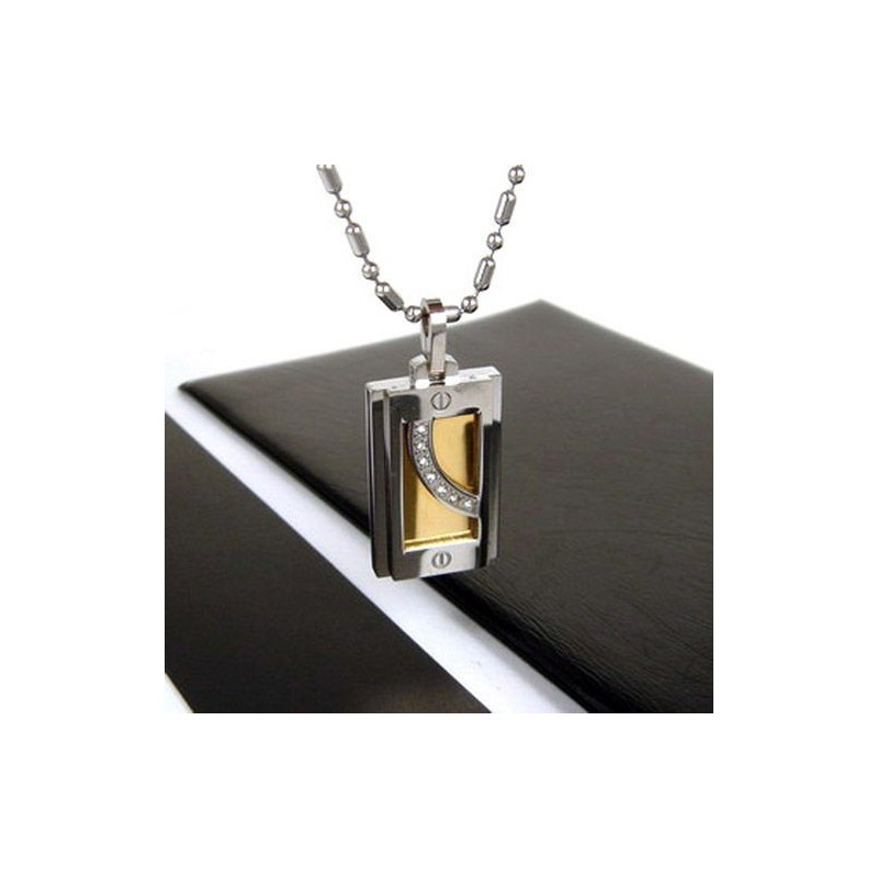 Herren Halskette Mit Anhänger Aus Reinem Titan Mit Edelsteinen Herren Halskette Mit Anhänger Aus Reinem Titan Mit Edelsteinen