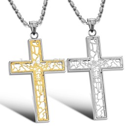 Titan Gold Und Silber Hohlkreuz Liebhaber Anhänger Und Kostenlose Ketten C709