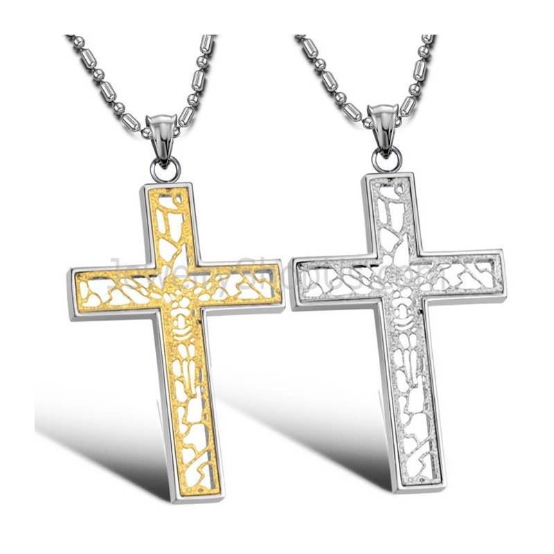 Titan Gold Und Silber Hohlkreuz Liebhaber Anhänger Und Kostenlose Ketten C709 Titan Gold Und Silber Hohlkreuz Liebhaber Anhänger Und Kostenlose Ketten C709