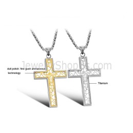 Titan Gold Und Silber Hohlkreuz Liebhaber Anhänger Und Kostenlose Ketten C709