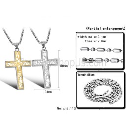 Titan Gold Und Silber Hohlkreuz Liebhaber Anhänger Und Kostenlose Ketten C709