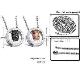 Titan-Ringe In Roségold Und Schwarz „Keep Me In Your Heart“ Für Verliebte, Anhänger Mit Strasssteinen Und Kostenlosen Ketten C67