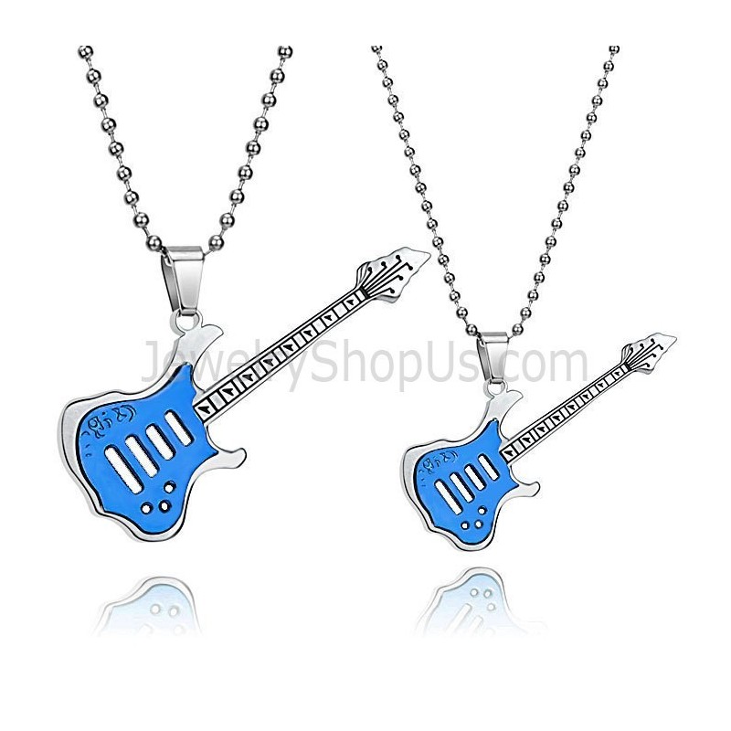 Titanblaue Gitarrenanhänger Mit Kostenlosen Ketten C343 Titanblaue Gitarrenanhänger Mit Kostenlosen Ketten C343