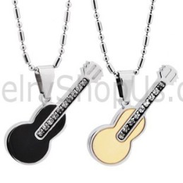 Titan-Anhänger In Roségold Und Schwarz Für Gitarrenliebhaber Mit Strasssteinen Und Kostenlosen Ketten 188
