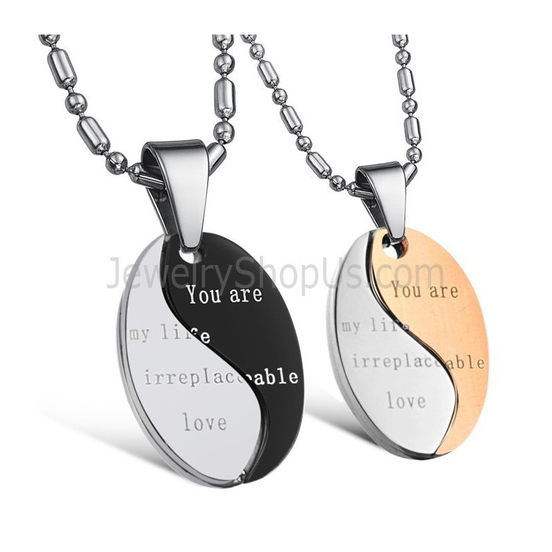 Titan Schwarz Und Roségold "Du Bist Mein Leben, Unersetzliche Liebe" Liebesanhänger Mit Kostenlosen Ketten C628 Titan Schwarz Und Roségold "Du Bist Mein Leben, Unersetzliche Liebe" Liebesanhänger Mit Kostenlosen Ketten C628