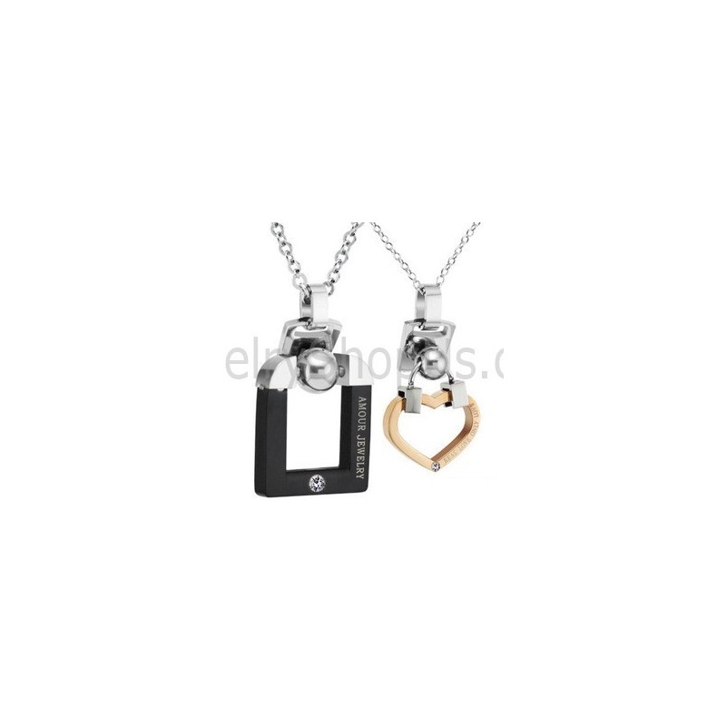 Titan Schwarz Und Roségold Liebhaber Anhänger Mit Strass Und Kostenlosen Ketten C507 Titan Schwarz Und Roségold Liebhaber Anhänger Mit Strass Und Kostenlosen Ketten C507