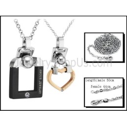 Titan Schwarz Und Roségold Liebhaber Anhänger Mit Strass Und Kostenlosen Ketten C507