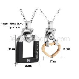 Titan Schwarz Und Roségold Liebhaber Anhänger Mit Strass Und Kostenlosen Ketten C507