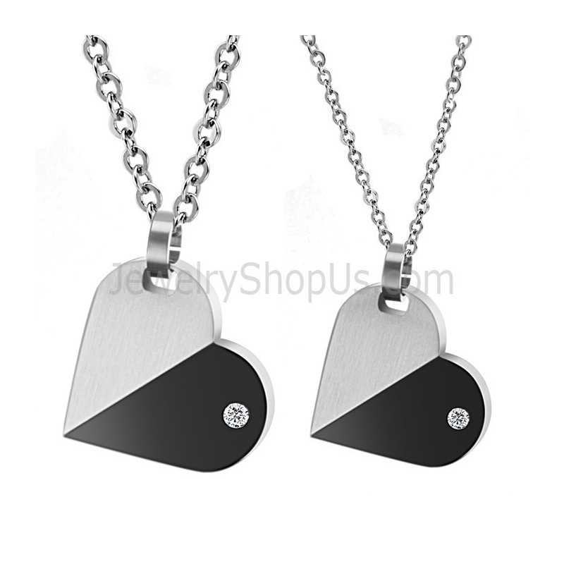 Drehbare Anhänger Für Liebhaber Aus Titansilber Und Schwarz Mit Diamanten Und Kostenlosen Ketten C434 Drehbare Anhänger Für Liebhaber Aus Titansilber Und Schwarz Mit Diamanten Und Kostenlosen Ketten C434