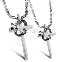 Titan Silber Kreuz Liebhaber Anhänger Mit Strass Und Kostenlosen Ketten Gx724