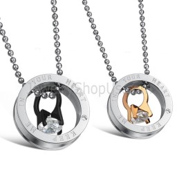 Anhänger „Octopus Lovers“ Aus Titan In Schwarz Und Roségold Mit Strasssteinen Und Kostenlosen Ketten C698