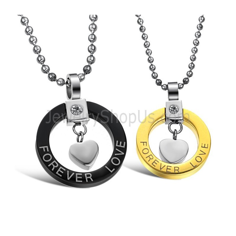 Titan Schwarz Und Gold "Forever Love" Liebhaber Anhänger Mit Strass Und Kostenlosen Ketten 280 Titan Schwarz Und Gold "Forever Love" Liebhaber Anhänger Mit Strass Und Kostenlosen Ketten 280
