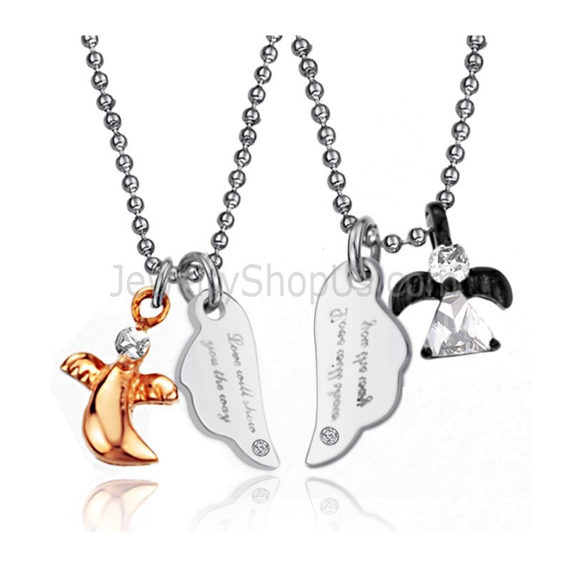 Titan Schwarz Und Roségold Liebhaber Anhänger Mit Strass Und Kostenlosen Ketten C739 Titan Schwarz Und Roségold Liebhaber Anhänger Mit Strass Und Kostenlosen Ketten C739