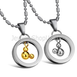 Mickey-Anhänger Aus Titansilber Und Gold Mit Kostenlosen Ketten 264