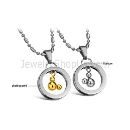 Mickey-Anhänger Aus Titansilber Und Gold Mit Kostenlosen Ketten 264