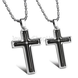 Titan-Inlay-Kreuz-Liebhaber-Anhänger Mit Strasssteinen Und Kostenlosen Ketten 116