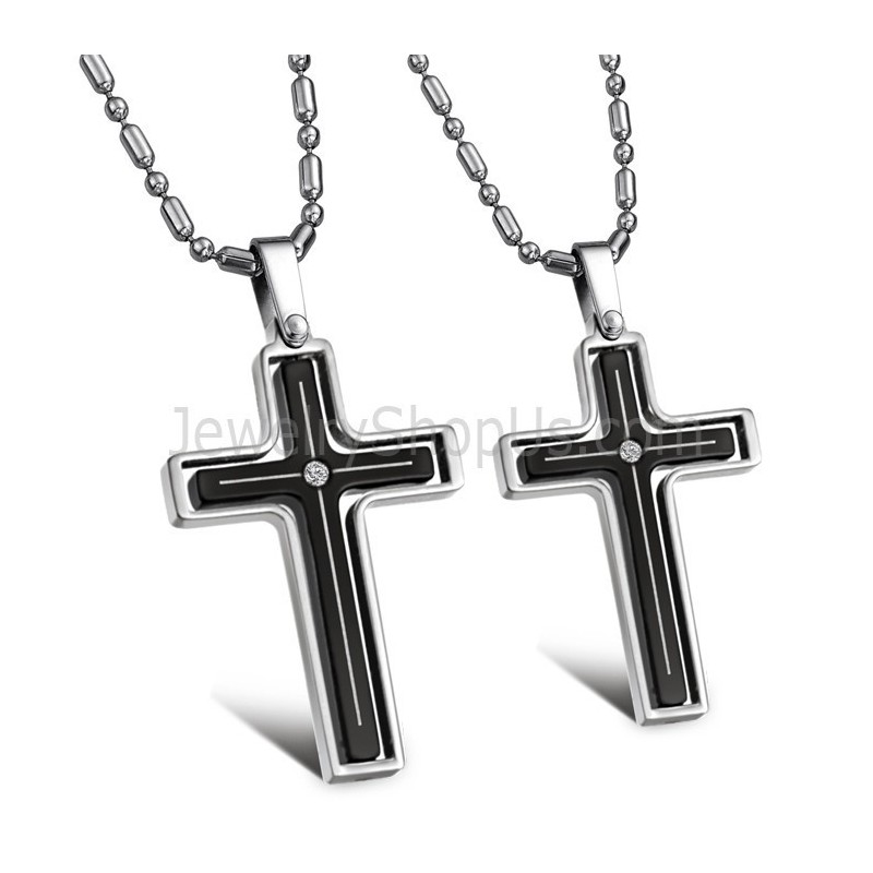 Titan-Inlay-Kreuz-Liebhaber-Anhänger Mit Strasssteinen Und Kostenlosen Ketten 116 Titan-Inlay-Kreuz-Liebhaber-Anhänger Mit Strasssteinen Und Kostenlosen Ketten 116