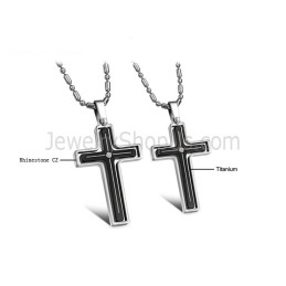 Titan-Inlay-Kreuz-Liebhaber-Anhänger Mit Strasssteinen Und Kostenlosen Ketten 116