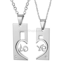 Titan Silber Rechteck Und Sweetheart Liebhaber Anhänger Und Diamanten Und Kostenlose Ketten C539