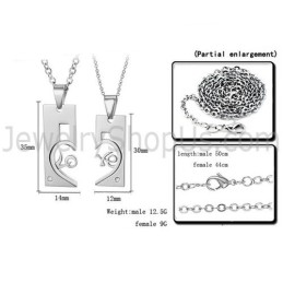 Titan Silber Rechteck Und Sweetheart Liebhaber Anhänger Und Diamanten Und Kostenlose Ketten C539