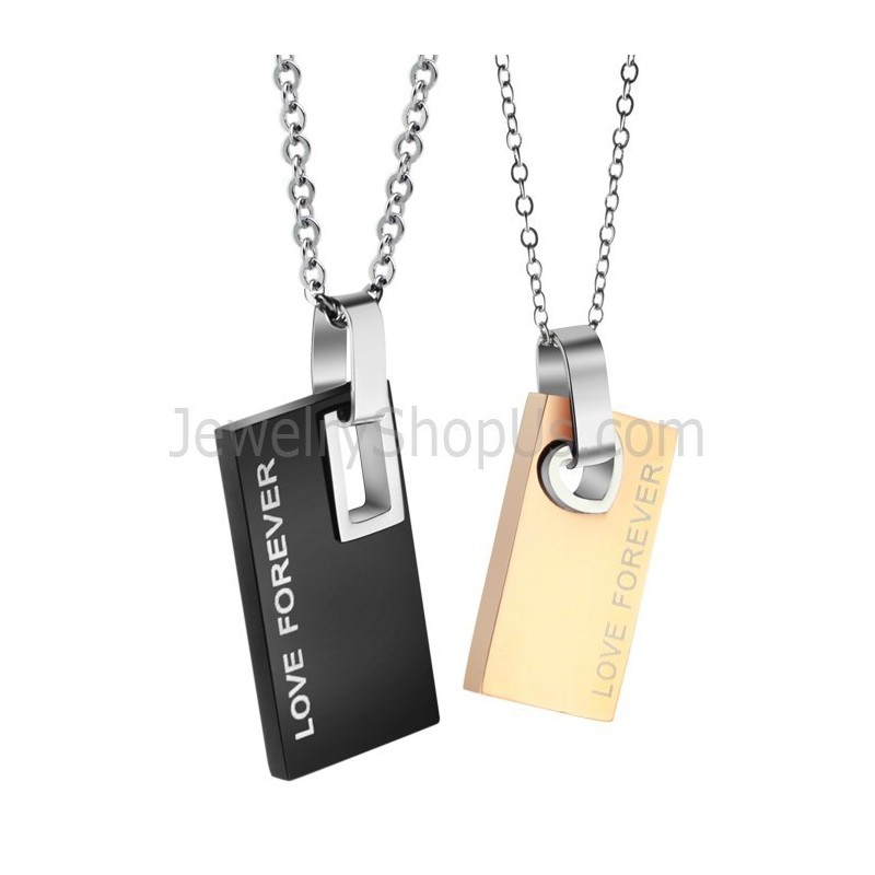 Rechteckige Anhänger „Forever Love“ Aus Titan In Schwarz Und Roségold Mit Kostenlosen Ketten C291 Rechteckige Anhänger „Forever Love“ Aus Titan In Schwarz Und Roségold Mit Kostenlosen Ketten C291