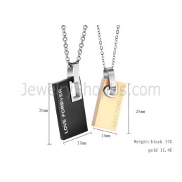 Rechteckige Anhänger „Forever Love“ Aus Titan In Schwarz Und Roségold Mit Kostenlosen Ketten C291