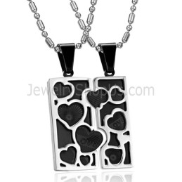 Anhänger „Love Jigsaw Lovers“ Aus Titansilber Und Schwarz Mit Kostenlosen Ketten C733