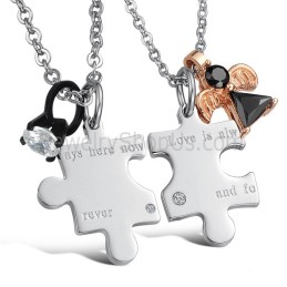 Titan-Silber „Love Is Always Here Now And Forever“ Liebhaber-Anhänger Mit Strasssteinen Und Kostenlosen Ketten C608