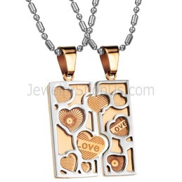 Titan Roségold Love Jigsaw Lovers Anhänger Mit Ketten C733