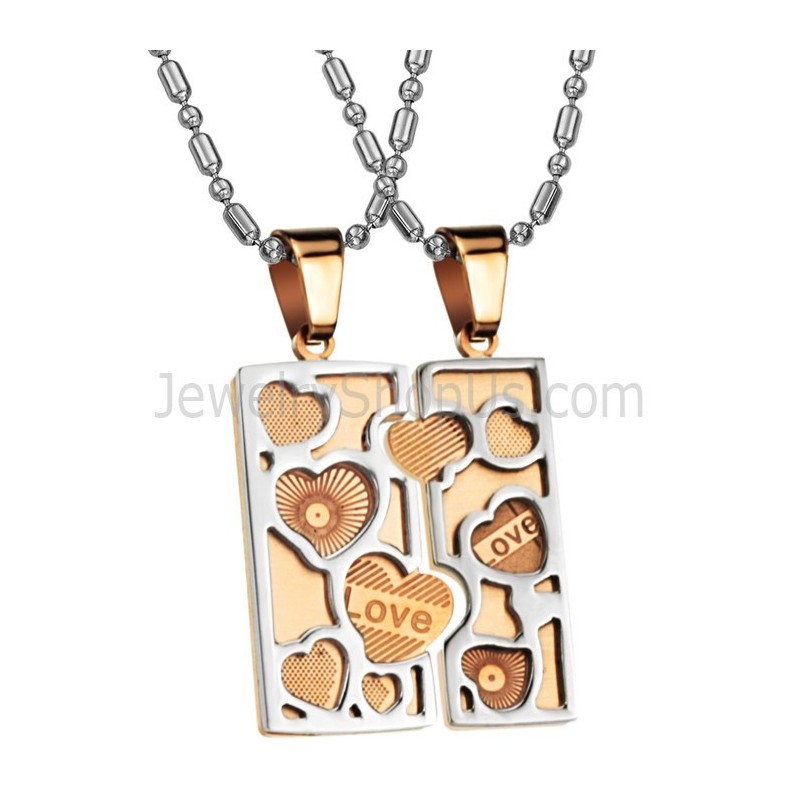 Titan Roségold Love Jigsaw Lovers Anhänger Mit Ketten C733 Titan Roségold Love Jigsaw Lovers Anhänger Mit Ketten C733