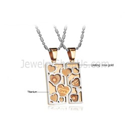 Titan Roségold Love Jigsaw Lovers Anhänger Mit Ketten C733