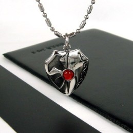 Halskette Mit Anhänger „Man Shield“ Aus Echtem Rotem Achat Aus Reinem Titan, Geschenk 4596