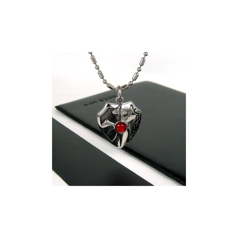 Halskette Mit Anhänger „Man Shield“ Aus Echtem Rotem Achat Aus Reinem Titan, Geschenk 4596 Halskette Mit Anhänger „Man Shield“ Aus Echtem Rotem Achat Aus Reinem Titan, Geschenk 4596