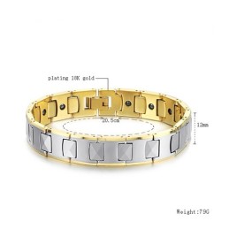 Wolfram Hochglanz Magnetisches Energie-Gesundheitsarmband Pflanzung18K Gold C940