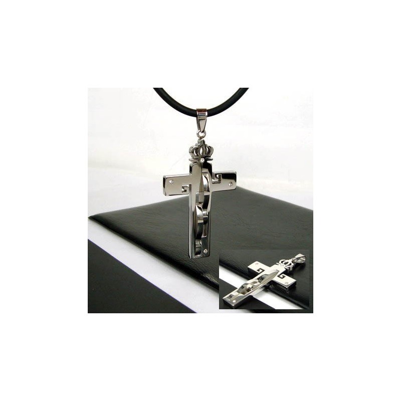 Edler Mann Krone Kreuz Titan Stahl Anhänger Edler Mann Krone Kreuz Titan Stahl Anhänger