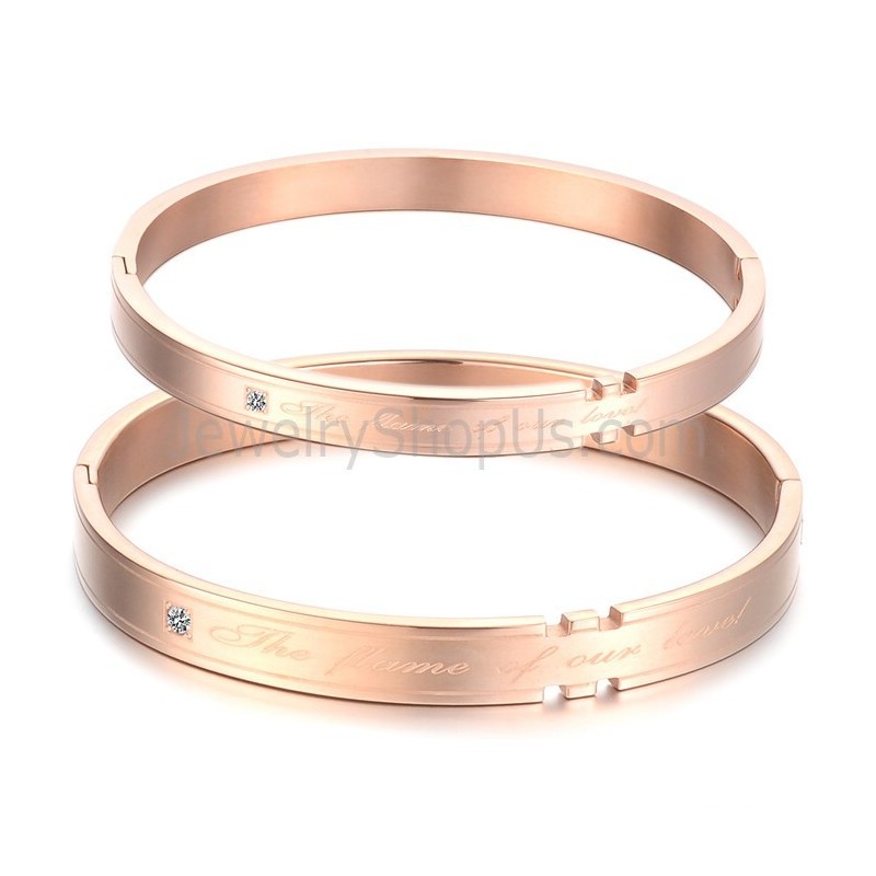 Tatanium Roségold Paar Armreifen Mit Strass C710 Tatanium Roségold Paar Armreifen Mit Strass C710