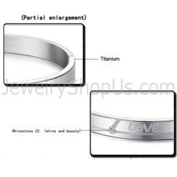 Tatanium "Love" Paar Armreifen Mit Strasssteinen C874