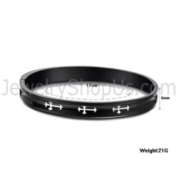 Tatanium Schwarze Paar-Armreifen Mit Weißem Kreuz C747