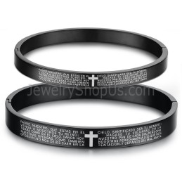 Tatanium Schwarzes Kreuz Paar Armreifen Mit Weißem Kreuz C848