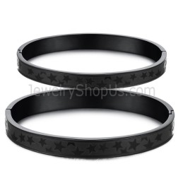 Tatanium Schwarze Sterne Paar Armreifen C863