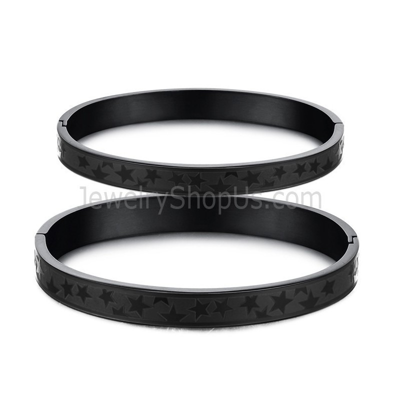 Tatanium Schwarze Sterne Paar Armreifen C863 Tatanium Schwarze Sterne Paar Armreifen C863