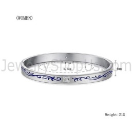 Tatanium Paar Armreifen Mit Blauen Blumen C858