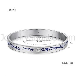 Tatanium Paar Armreifen Mit Blauen Blumen C858