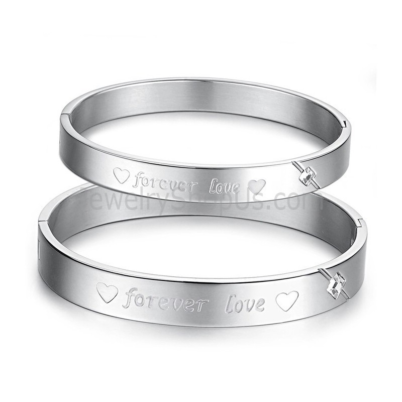Tatanium Sweetheart "Forever Love" Paar-Armreifen Mit Strasssteinen C847 Tatanium Sweetheart "Forever Love" Paar-Armreifen Mit Strasssteinen C847