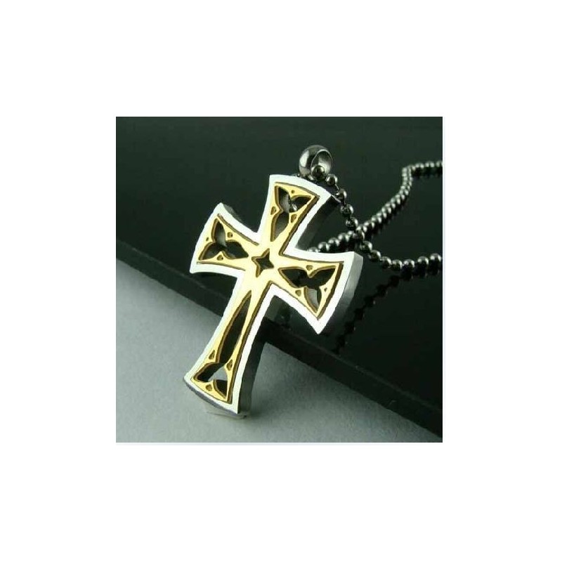 Noble Man Goldkreuz Titanstahl Anhänger Noble Man Goldkreuz Titanstahl Anhänger